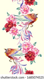 Pattern of the beautiful Japanese style flower and phoenix,