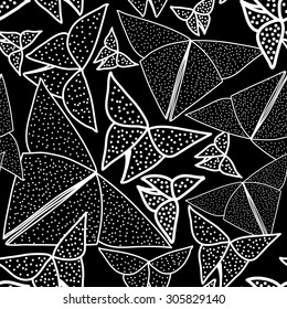 Pattern with beautiful origami butterflies drawing. Seamless background texture