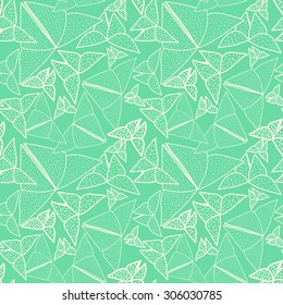 Pattern with beautiful origami butterflies drawing. Seamless background texture