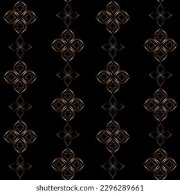 Patrón con un hermoso ornamento.Vector patrón sin fisuras con un hermoso ornamento dorado sobre un fondo negro.