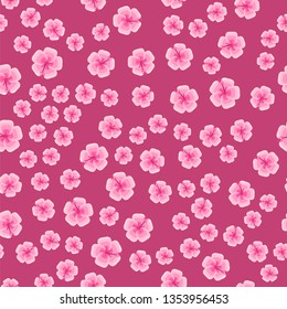 Pattern with beautiful pink tropical flowers