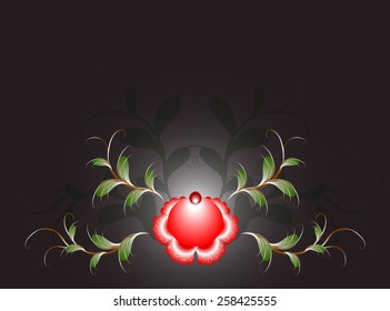 Pattern of beautiful red flower on a black base. EPS10 vector illustration.