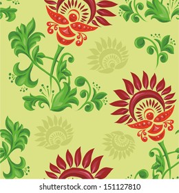 pattern with beautiful stylized design on a yellow background
