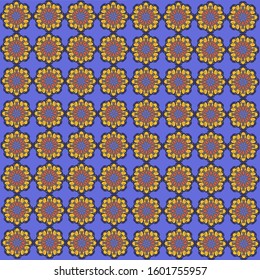 Pattern, beautiful yellow flowers on a blue background