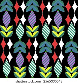 Pattern, beauty, continuous, celebrate the new year, bright, red, blue, purple, Thai pattern, Asia illustration graphic design beautiful