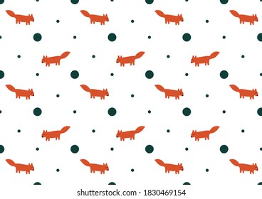 pattern for bed linen fabric wallpaper in the nursery with fox