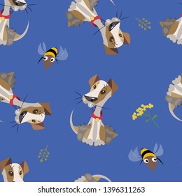 pattern with a bee and a little puppy