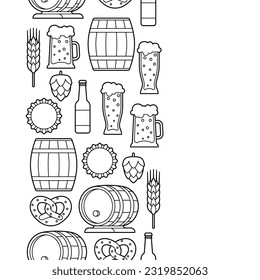 Pattern with beer objects. Beer festival or Oktoberfest.