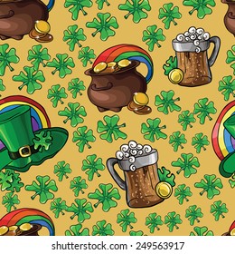 pattern with beer and a pot of money. vector