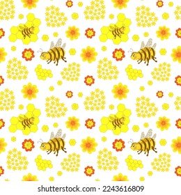 Pattern with bees. Perfect graphic for DIY projects, nursery art, cards, invitations, greeting cards, packaging design, cases, photos, posters, wall art, logos, blogs, website, banners and more.