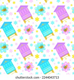 Pattern with bees. Perfect graphic for DIY projects, nursery art, cards, invitations, greeting cards, packaging design, cases, photos, posters, wall art, logos, blogs, website, banners and more.