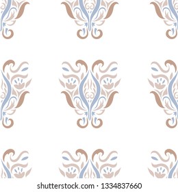 Pattern Beige Brown Blue wallpaper design ornament victorian- Vector
