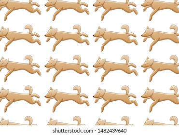 Pattern of beige dogs on white background. Vector.