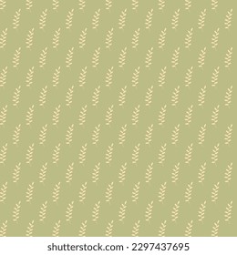 Pattern with beige leaves on olive background.