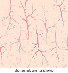 pattern with beige and pink branch