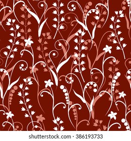 Pattern bellflowers on red background 