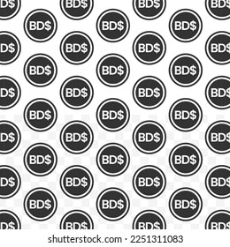 Pattern of Bermuda Dollar coin in white background with mini doodle (icons). Vector Illustration