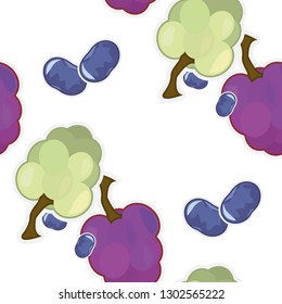 Pattern Berry mix of grapes and blueberries. Seamless pattern for design postcard, site or wrapping paper. Vector, esp10.