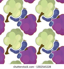 Pattern Berry mix of grapes and blueberries. Seamless pattern for design postcard, site or wrapping paper. Vector, esp10.