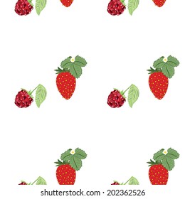 pattern berry mix of strawberry raspberry leaves