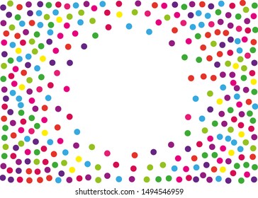Pattern with big color round glitter, confetti. Random, chaotic polka dot. Bright background  for party invites, wedding, cards, phone Wallpapers. Vector illustration. 