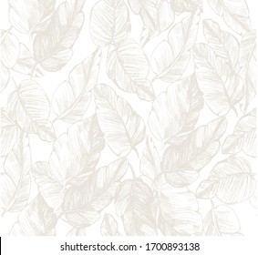 Pattern with big leaves in beige color