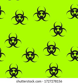 pattern, biohazard sign on a green background