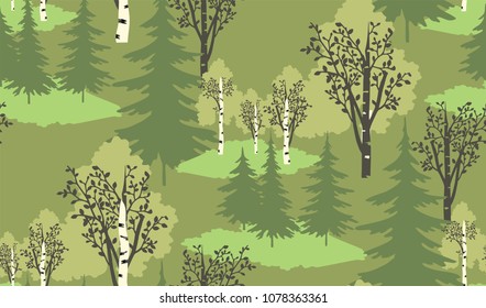 Pattern of birch forest. Vector illustration