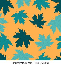 Patrón de hojas de abedul sobre un fondo naranja. Imagen vectorial, eps 10