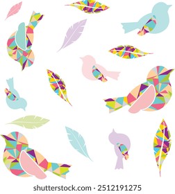 Pattern of bird with colorful feathers