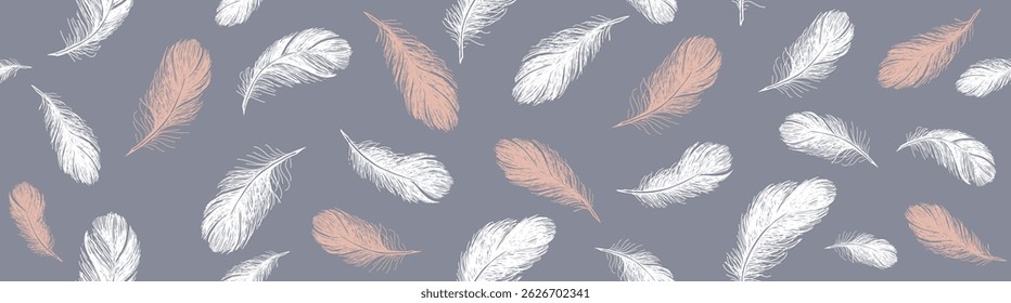 Padrão de penas de aves. Estilo de esboço desenhado à mão.