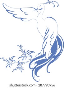Pattern: bird of Paradise with flowers. EPS10 vector illustration.