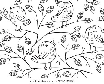 Pattern Birds Big White & Black 