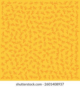 a pattern of birds and branches on a yellow background