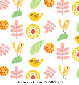 pattern Birds and flowers