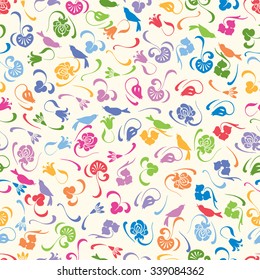 pattern of the birds and flowers