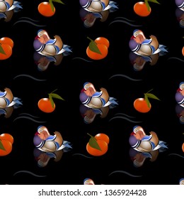 pattern with birds and fruits