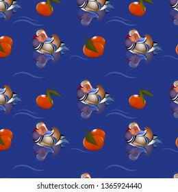 pattern with birds and fruits