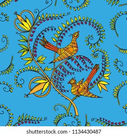 pattern of birds with golden feathers