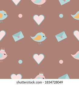 pájaros de patrón en vector de carta de amor 