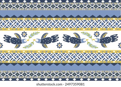 pattern with birds Navajo tribal vector seamless pattern. Native American ornament. Ethnic South Western decor style. Ikat Boho geometric ornament. Vector seamless pattern. Mexican blanket rug. Woven