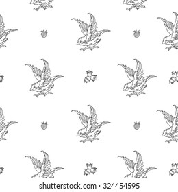 Pattern with birds and nuts