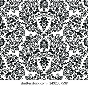   pattern with birds on fabric