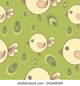 pattern with birds on a green background. vector