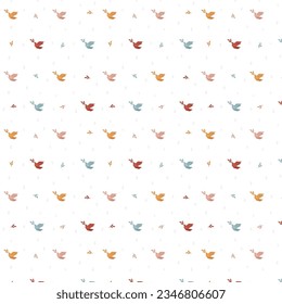 pattern with birds, origami from colored paper, minimalist illustration, vector