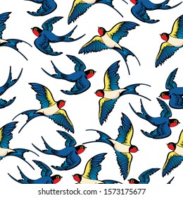 Pattern with birds swallows. Swallow logo