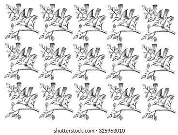 pattern with birds and tree branches
