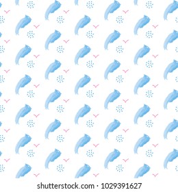 The pattern with birds . Using the watercolor brush