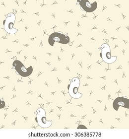 Pattern with birds. Vector seamless.