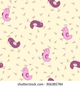 Pattern with birds. Vector seamless.